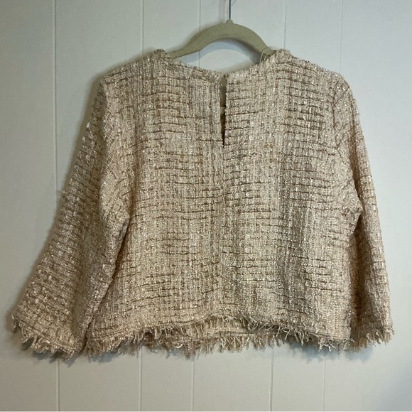 Zara Cream Tweed Top with Pearl Details - Picture 5 of 5